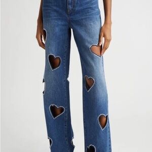 Karrie Heart Cut-Out Mid-Rise Wide-Leg Jeans